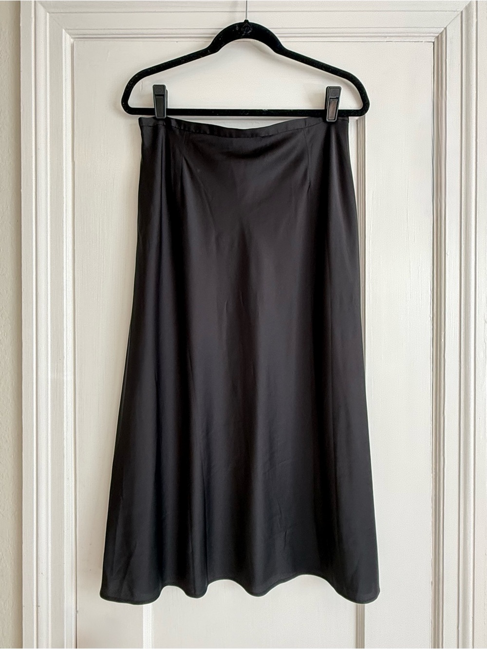 PAIGE Black Satin Maxi Skirt